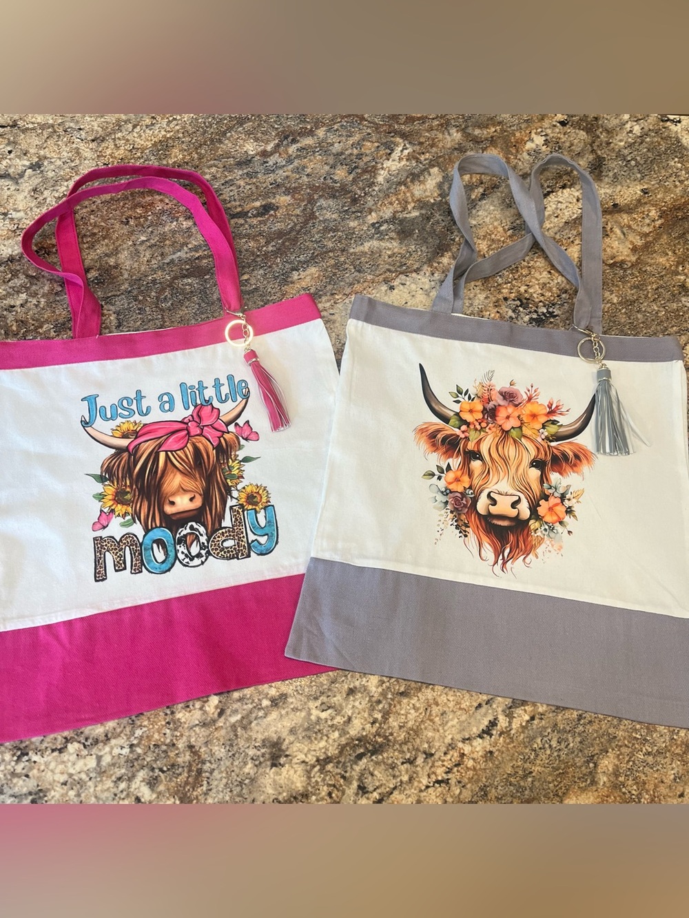 Canvas Tote Bag - Cute Cow Design